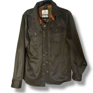 Legendary Whitetails Journeyman Lined Flannel Shirt Jacket Tobacco Small Waxed